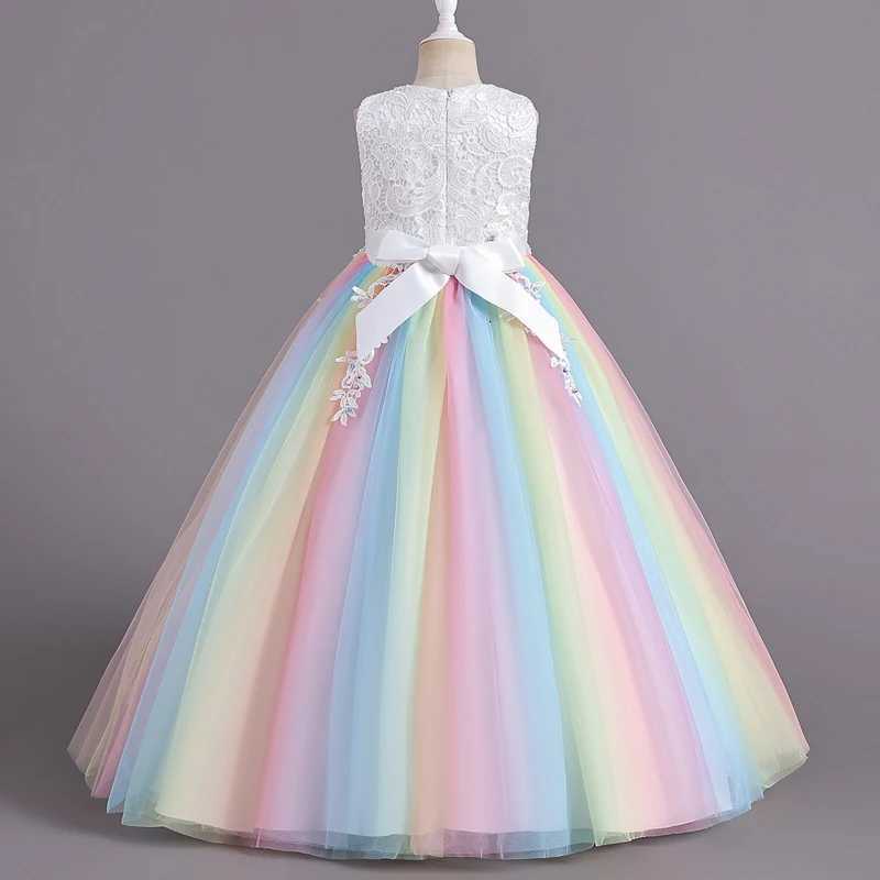 CK8991 Girls Flower Wedding Dress Long Sleeveless Summer Princess Rainbow Host Gift Performance Program Z250904