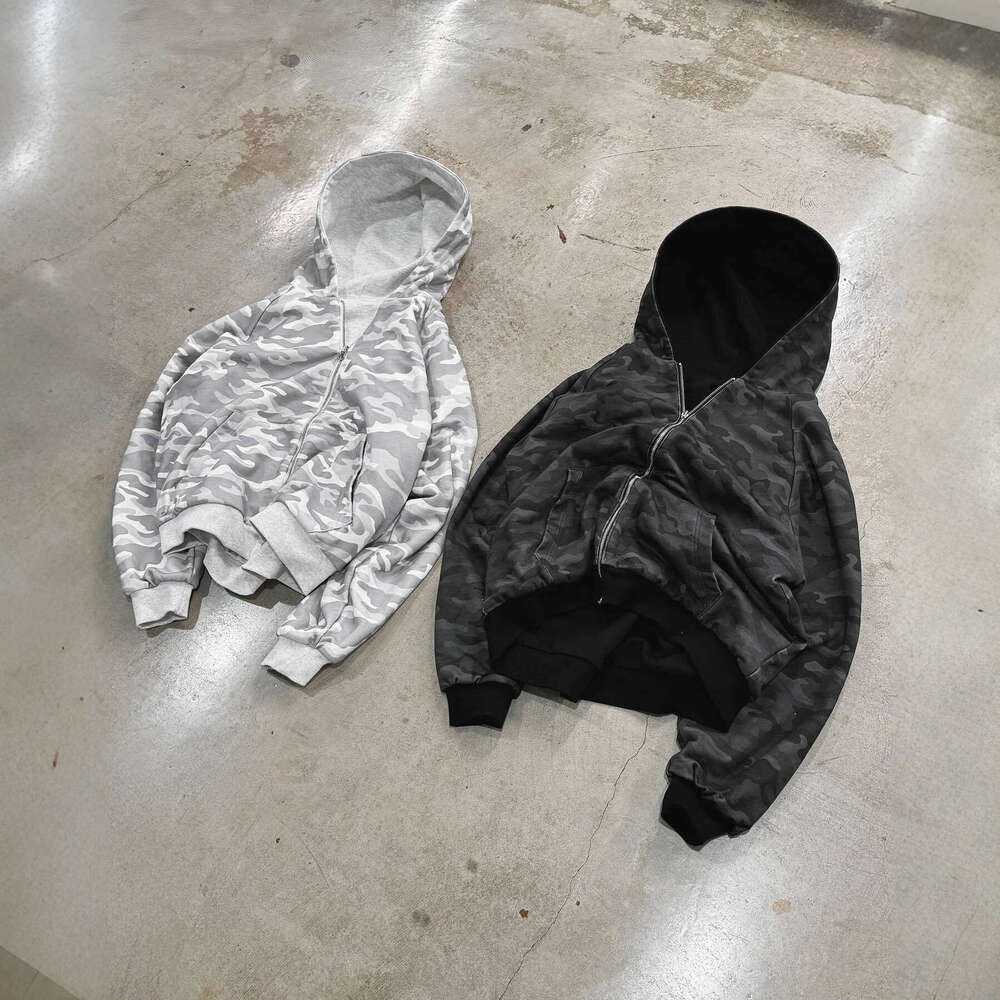 Camouflage Reversible American Style Zipper Hoodie Sweatshirt Autumn Jacket Couple Trendy Top
