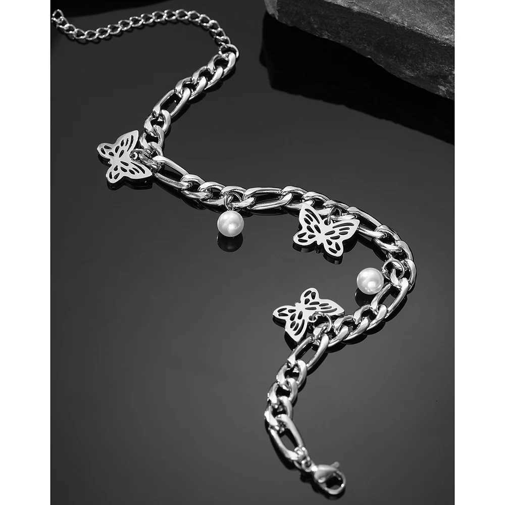 Stainless Steel Bracelet Engraved Charm White Imitation Pearl Design Fashion Bracelet For Women Jewelry Elegant Gifts Y250904