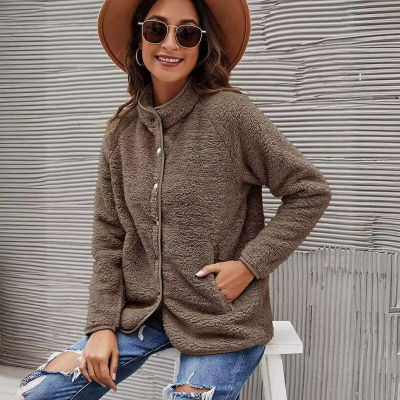 Women's Clothing Autumn Winter New Furry Jacket Coat Single-Breasted Casual Top