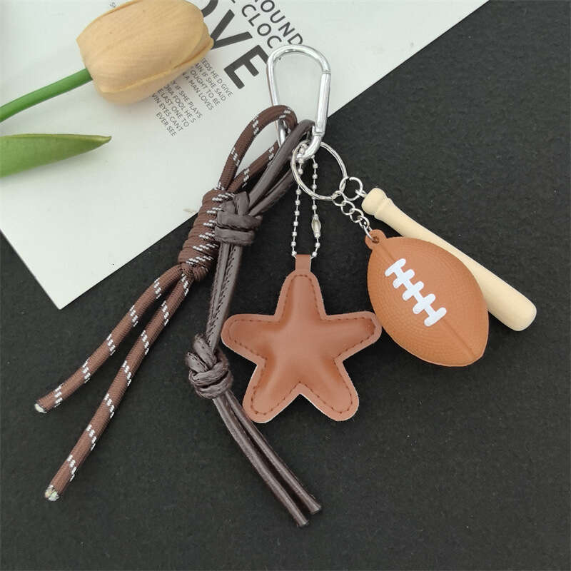 2025 Mini Simulation Basketball Football Sports Keychain Pendant Bag Charm Accessories Fan Gift Black Coffee Red Star