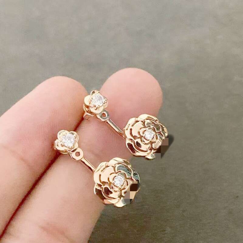 Seiko Edition New Hollow Camellia Rose Earrings Fashion Simple High-end Style