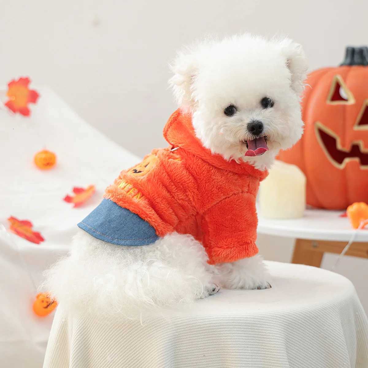 1PC Autumn and Winter Dog Orange Pumpkin Halloween Thickened Warm Sweater Cute Online Exquisite Costumes for Puppies and Cats W250904