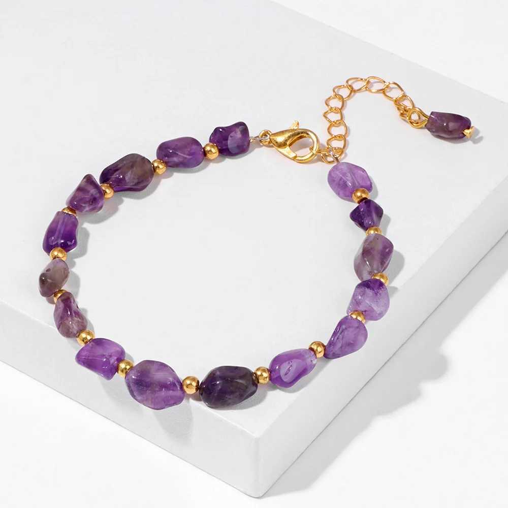 Irregular Tiger Eye Beaded Chain Bracelet Natural Stone Lis Lazuli Amethysts Fluorite Quartzs Rope Bracelets For Women MenXJ250904