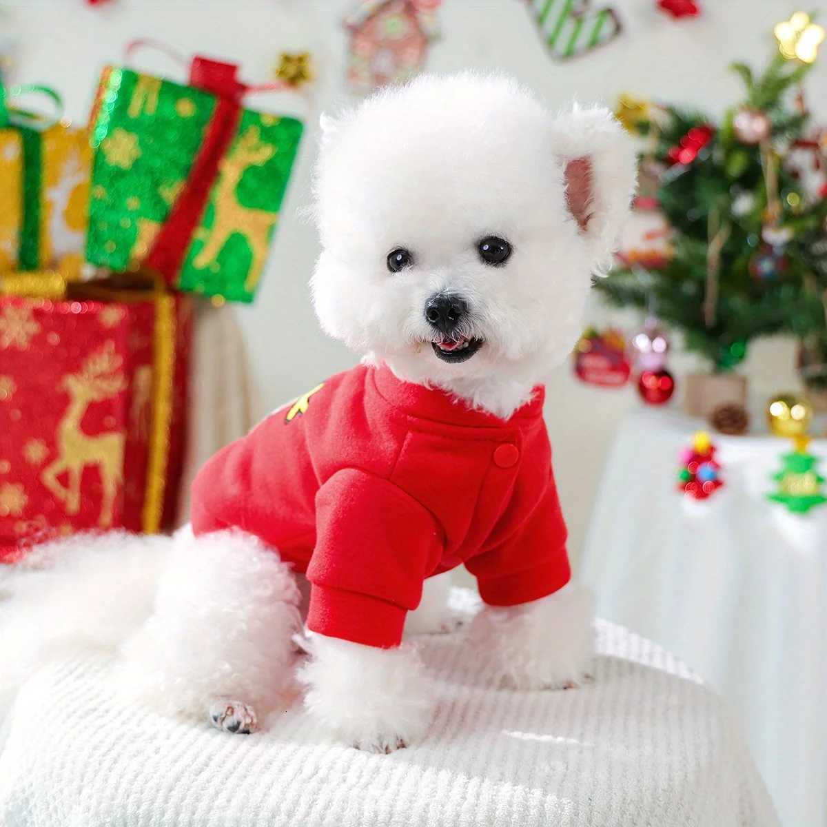 Jingle Sweater Elk Puppy Autumn and Winter Thickened Velvet Warm Christmas Clothes Pet Cat Coat W250904
