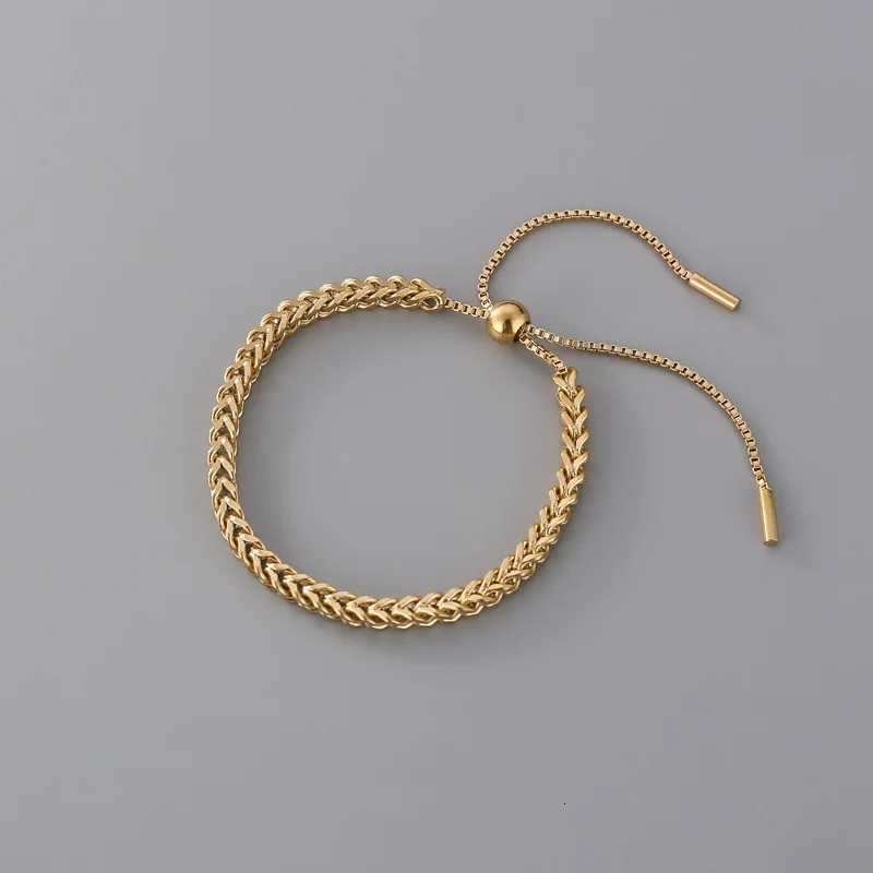 Exquisite Gold Color Stainl Steel Weaving Wheat Ears Pull Adjustable Bracelet for Women Classic Tren Bangle Jewelry GiftXJ250904