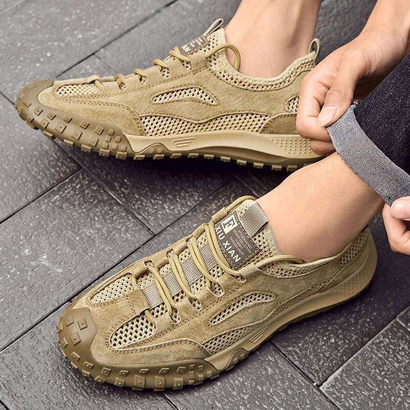 Summer Breathable Hollow Out Mesh Hiking Outdoor Sneakers Climbing Quality Men Sport Non-Slip Shoes ddmysaturn