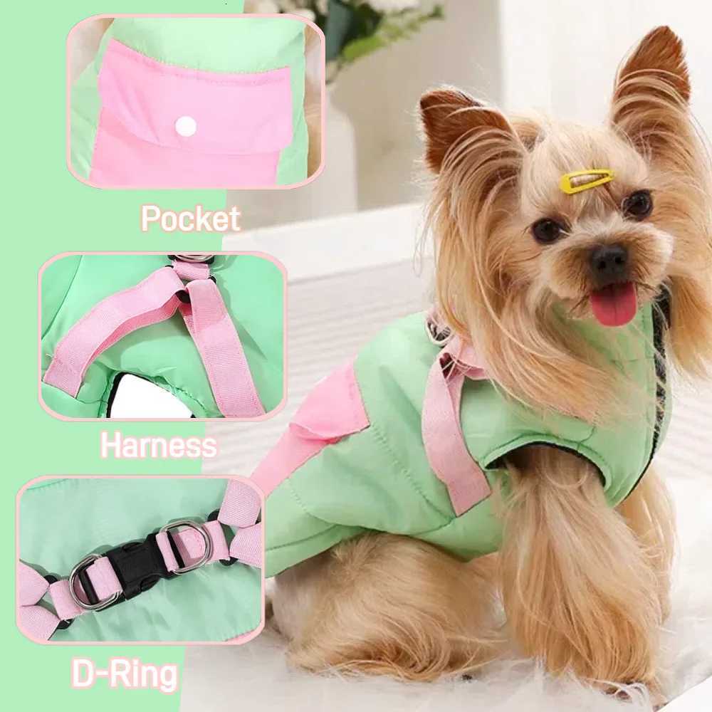 Cute Dog Clothes for Small Medium Dogs Warm Winter Pet et with Harness Pocket Windproof Puppy Coat Pets Yorkshire Outfits W250904