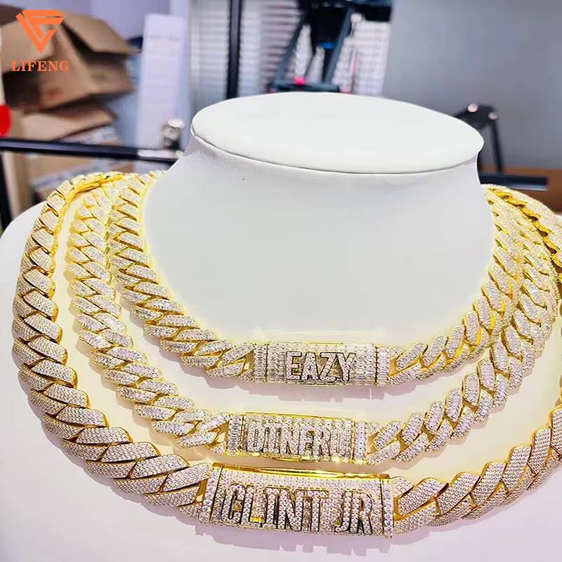 Moissanite Miami baguette Rose Gold Cuban Link Chain 925 Sterling Silver Custom Moissanite Cuban Link Chains Necklace Men