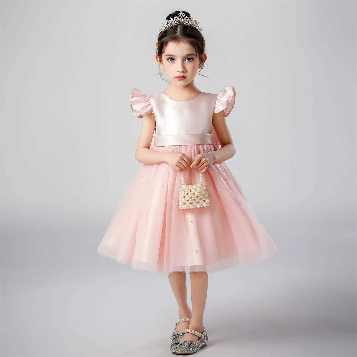 Factory Flower Girl Wedding Dress Tulle Short Sleeveless A Line Holiday Birthday Party Kid Girl Ball Gown Girls Formal Dresses Z250904