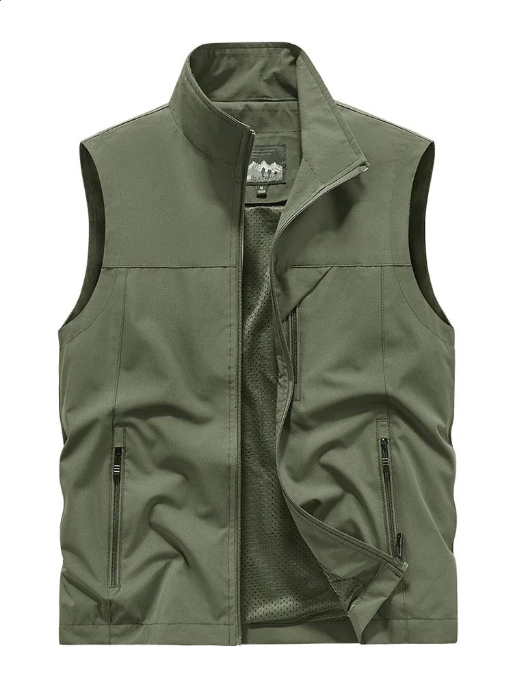 Summer Vest Mens Work Large Size Golf Sleeveless Jacket Tactical windbreaker Hunting Camping Fishing waterproof Coat Parka 250904