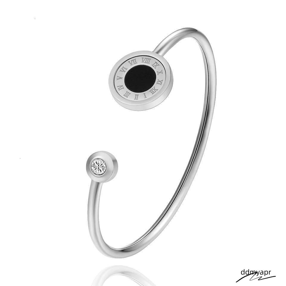 Collections Hot Selling Roman Numerals Ddmyday Inlaid Agate Shell Rotatable Stainless Bracelet For Women Rose Gold Titanium Steel Bangle Ddmyday