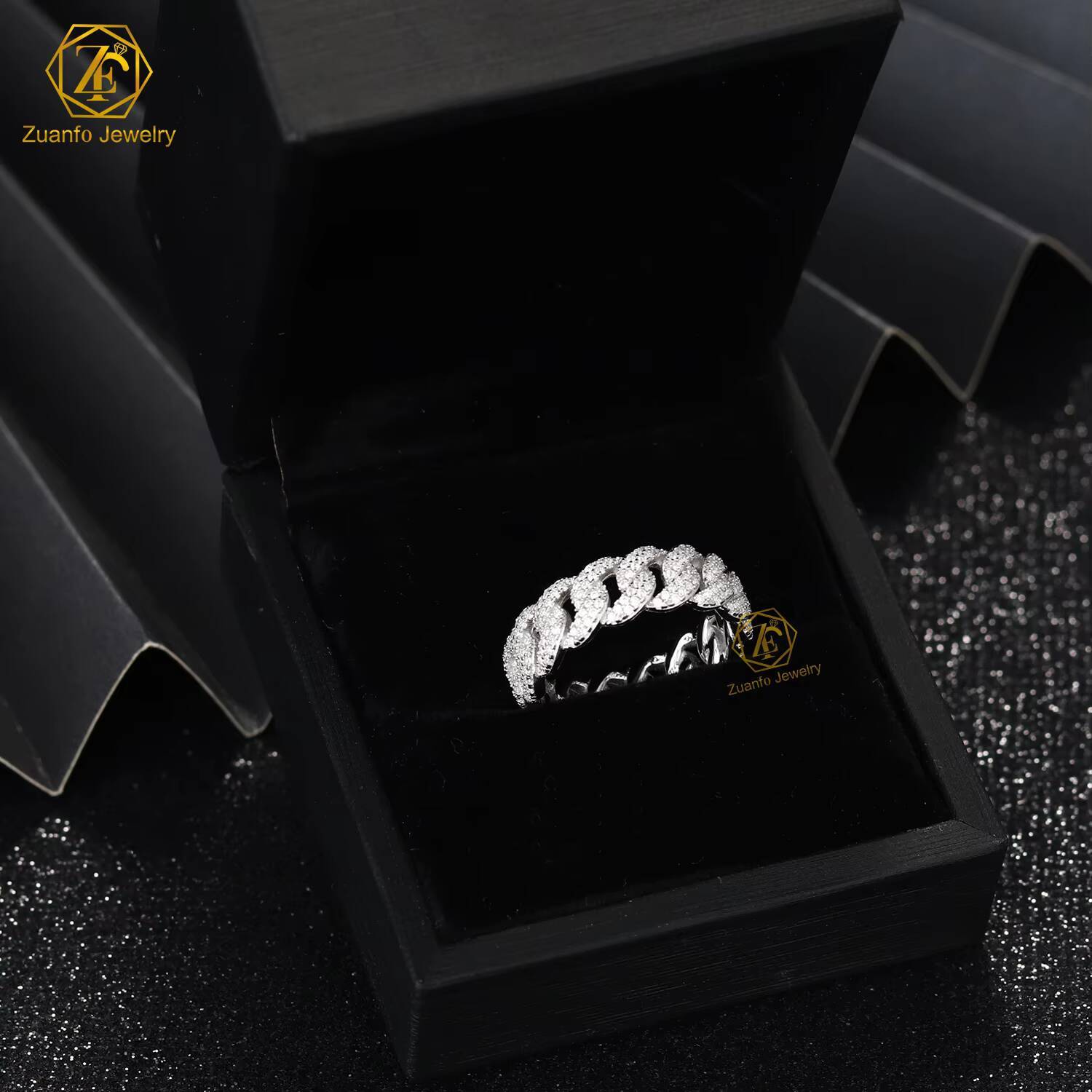 Bandwidth Miami Cuban Link Ring Round Brilliant Cut Lab Grown Diamond Cuban Ring Hiphop Style Ring Hiphop Jewellery Gift