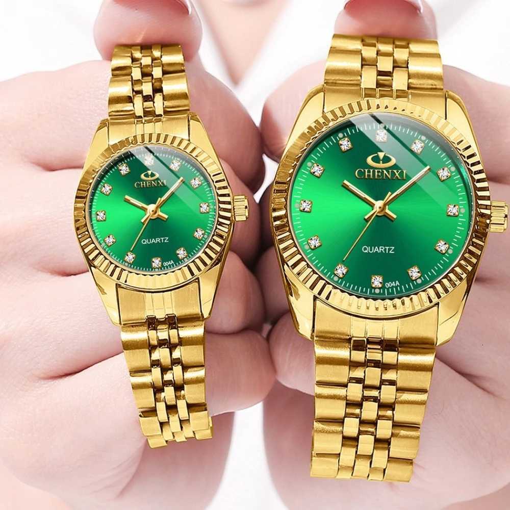 CHENXI Couple Watch Wen Quartz Clock Luxury Golden Stainless Steel Relogio Feminino Montre X250904