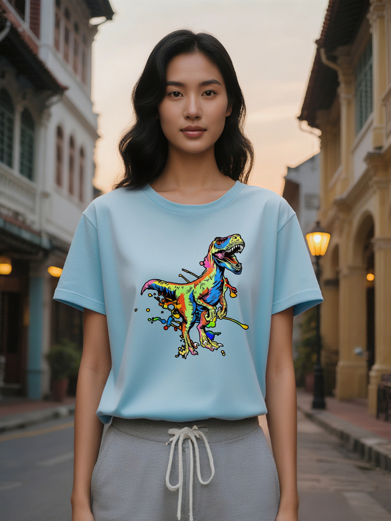 Large XL Casual Round Neck T-Shirt Print Design Top A Gift For Lady Plus Size 4c5a7