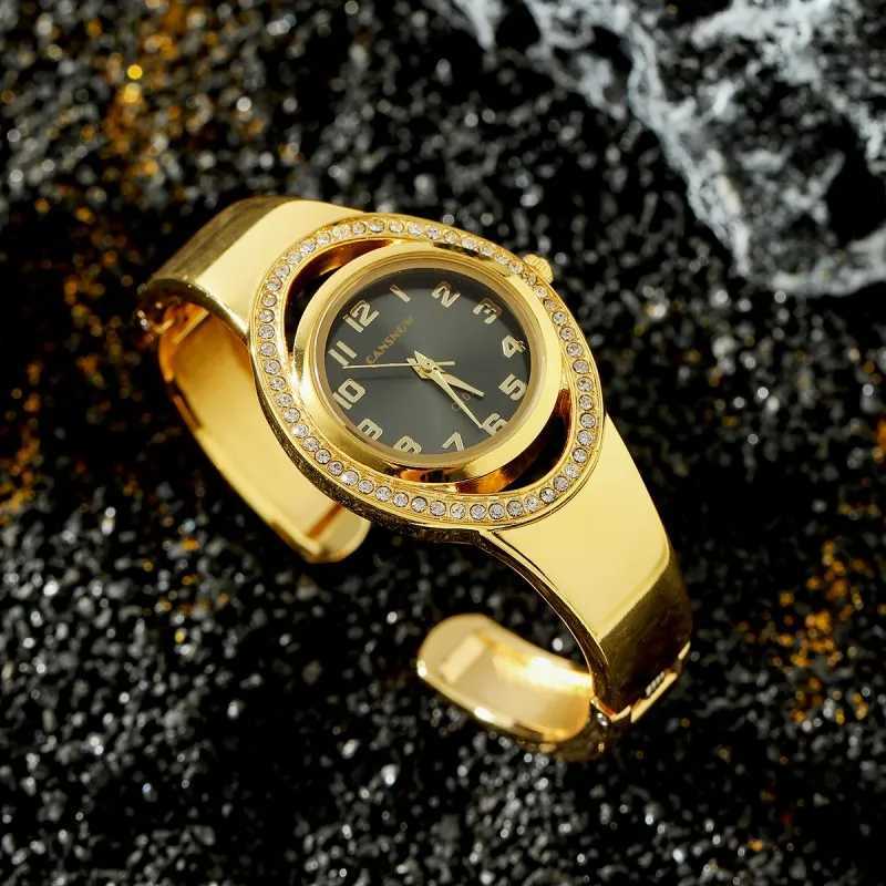 CANSNOW Luxury Fashion Round Dial Ladies Rhinestone Quartz Bracelet Watch Elegant Fem Clock Wens Saati Relojes X250904