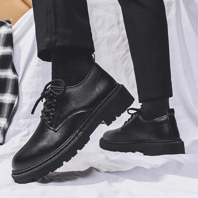 Summer Mens Thick Soled Oxford Thick Leather Thick Soled Shoes Mens Derby Casual Shoes Mens Square Head Dress Shoes 250903