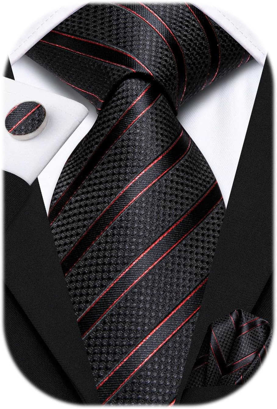 Mens Tie Sets Silk Paisley Striped Necktie Pocket Square Cufflinks Sets Wedding Business HolidayW250904