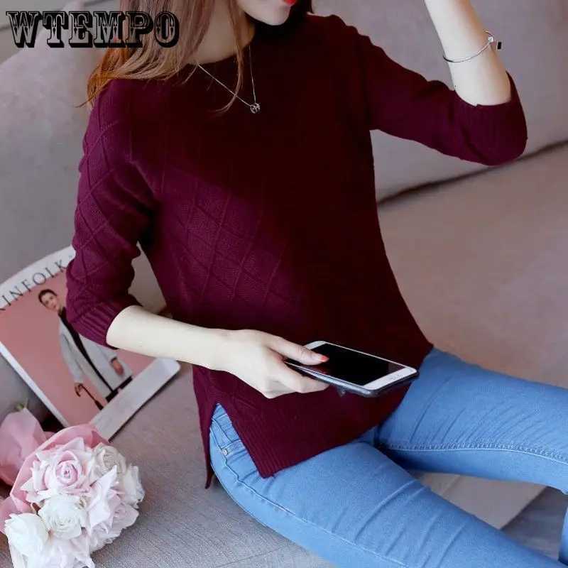 WTEMPO Autumn Winter Basic Turtleneck Knitted Bottoming Warm Sweaters Womens Pullovers Long Sleeve Pullover Jumper Tops M250904