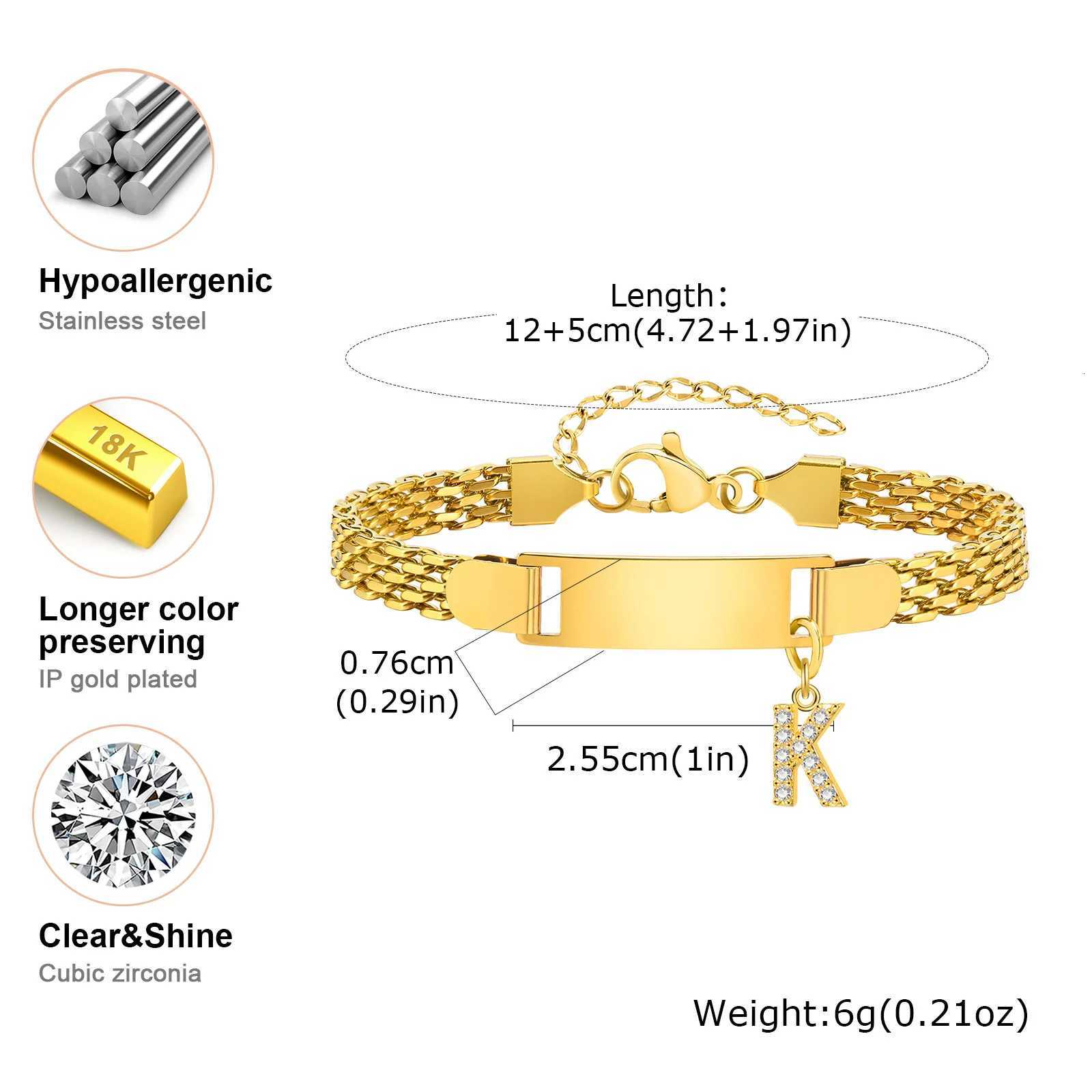 Personalized Baby Name Initials Bracelet Custom Stainless Steel ID Bracelet for Kids Birthday Baptism Gift W250904