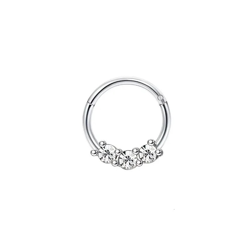 15pcs 16G Fashion 316L Stainless Steel CZ Hinged Septum Clicker Nose Hoop Rings Daith Helix Tragus Cartilage Piercing Jewelry 250903