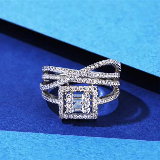 Customized Sterling Silver 925 Wedding Ring Classic Full Diamond Sterling Silver Zircon Luxury Rings for Women