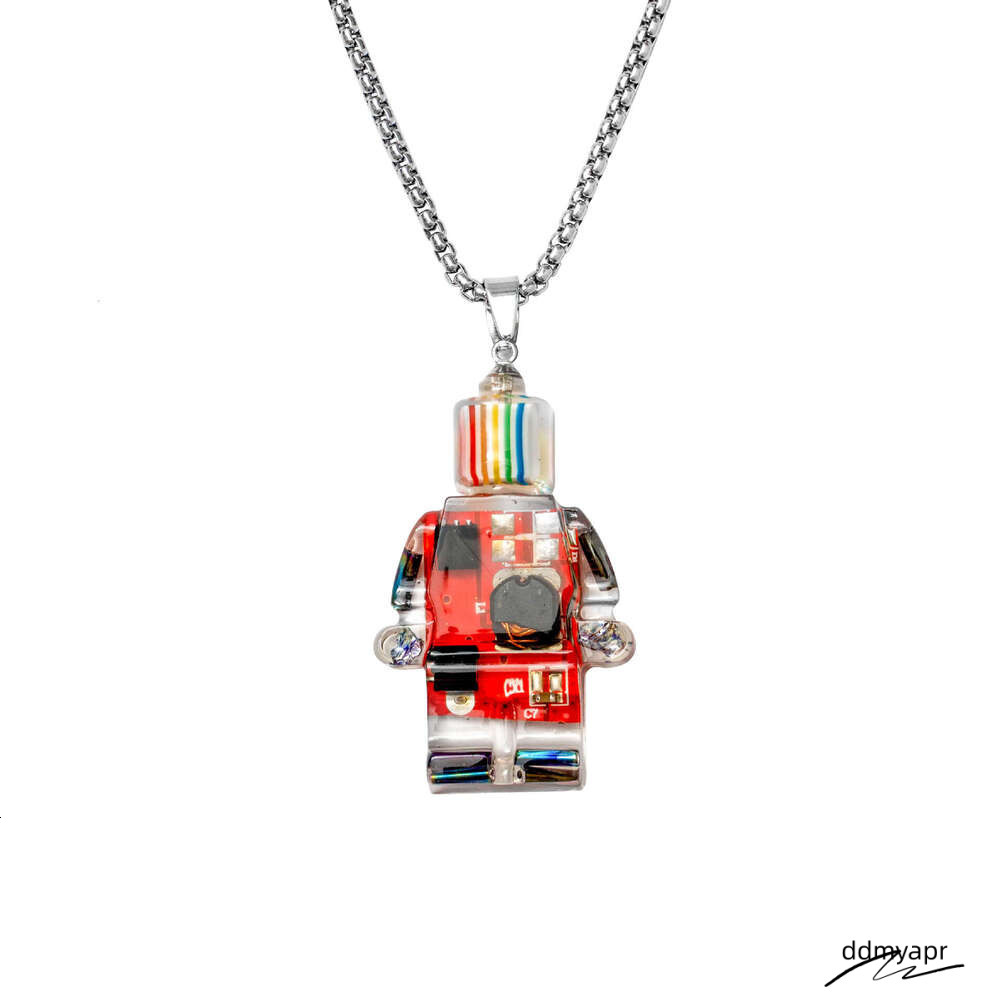 Hip-Hop Ddmyday Punk Style Small Electronic Robot Rainbow Necklace Pendant Sweater Chain Ddmyday
