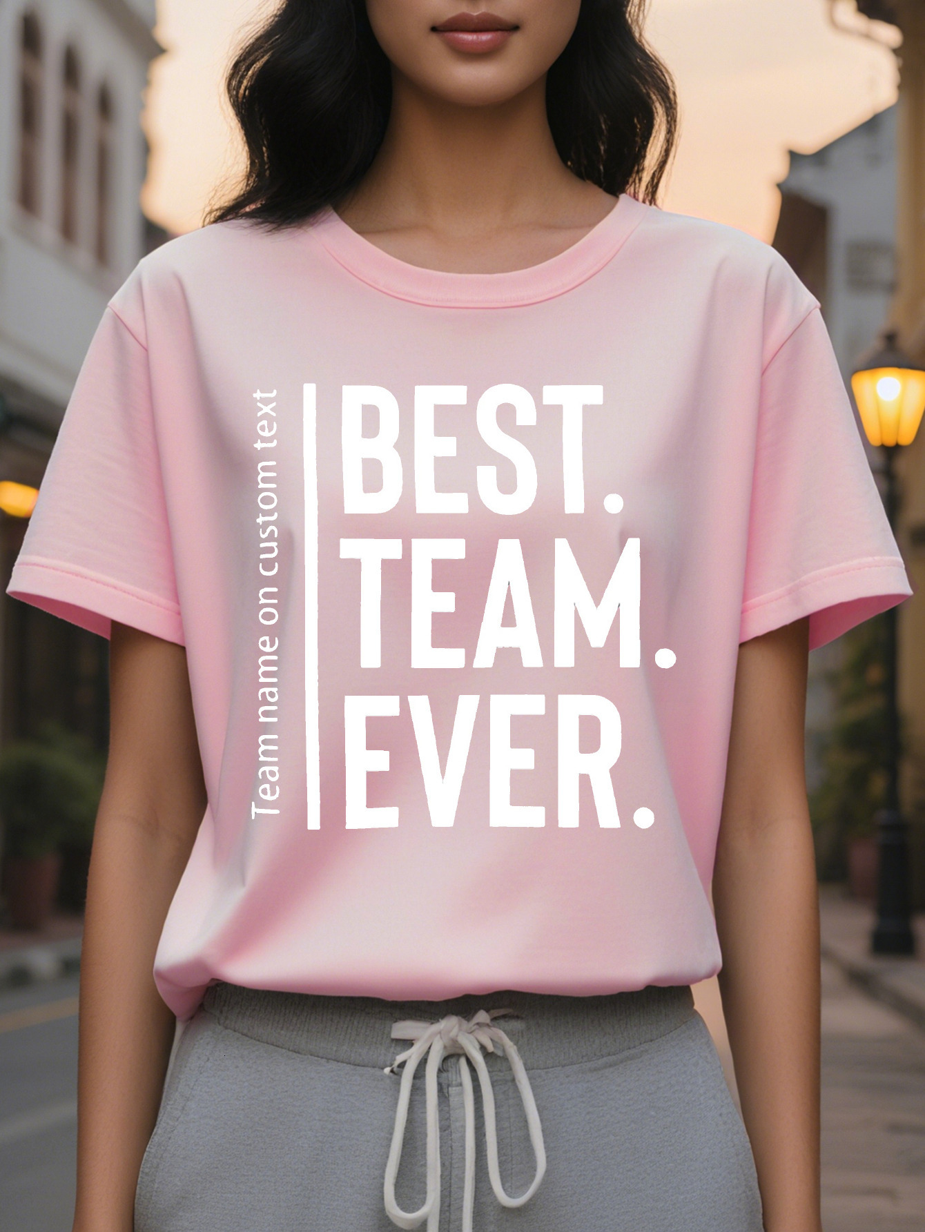 Custom Best Team Graphic T Shirt Personalized Name Casual Round Neck Short Sleeve Summer Style Spirit Clothing