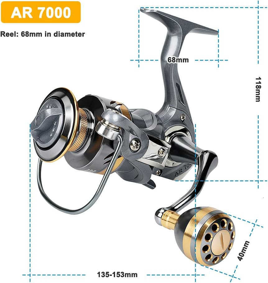 Lightweight Inshore Surf Fishing Reel Heavy Duty Smooth Catfish Spinning Fishing Reel for Saltwater Freshwater Fishing W250904