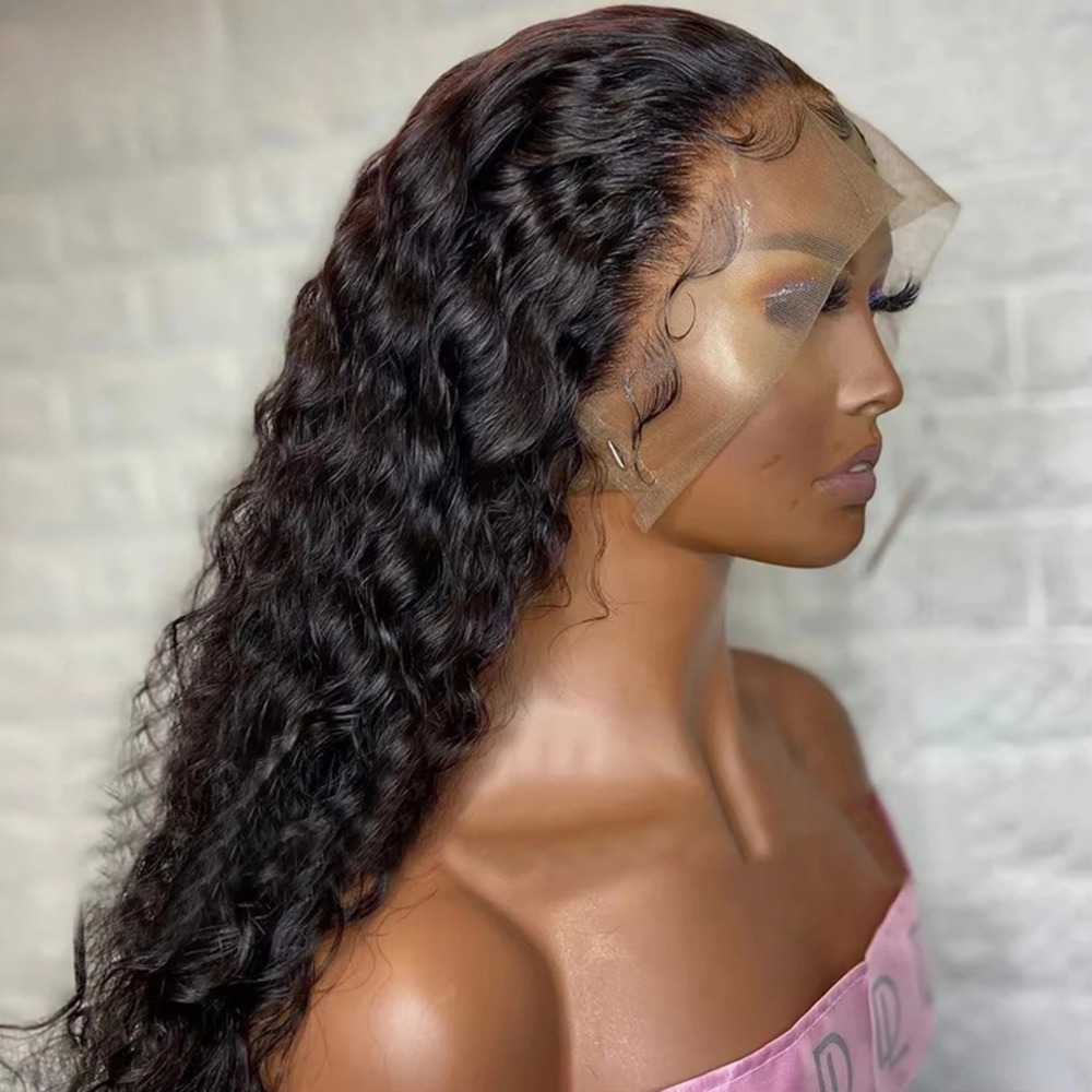 Black Wig Culry Human Hair Wig 13x4 HD Transparent Lace Front Wig Deep Wave Frontal Wig Pelucas De Mujer Glueless Wig Ready To Wear On Clearance Sale