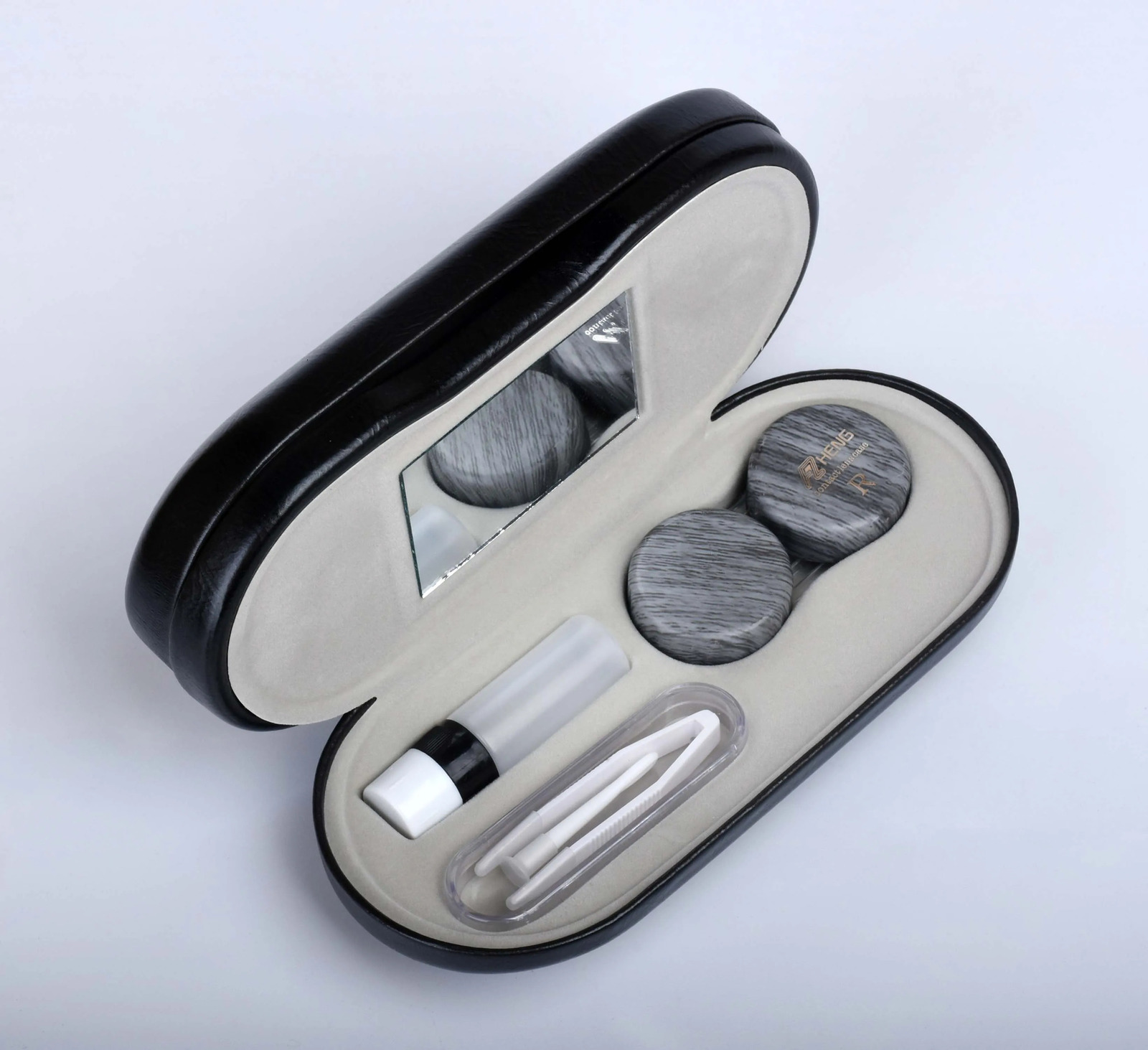 Pressureresistant dualpurpose doublelayer contact lens case woodgrain contact lens case fashion frame glasses case 250904