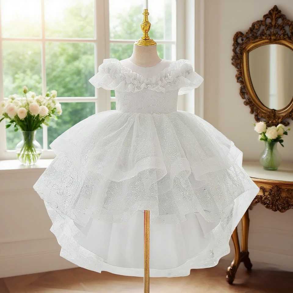Girls dress high-end elegant dress with lace embroidery design suitable for piano and wedding flower girl Z250904