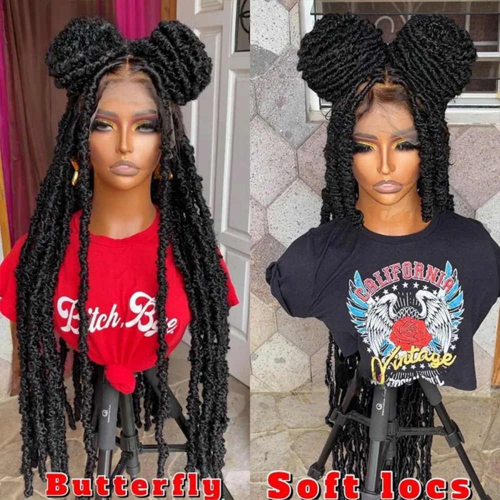 36 Inches Synthetic Lace Braided Wigs Butterfly Braids Lace Front Wig For Black Women Braid Wigs On Sale Clearance Box Braids Lace Frontal Wig