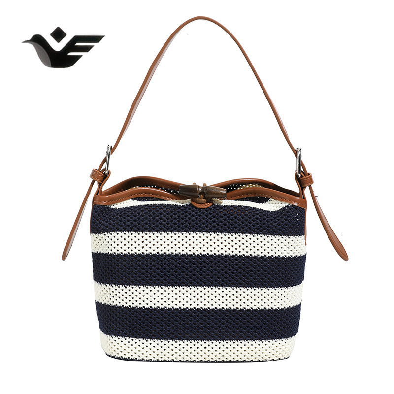 Feiyan Free Shipping New Designer Bag Luxury Shopping Bag Large Capacity Hollow Out Handheld Bucket Bag For Women Summer New High-end Casual Woven Sho