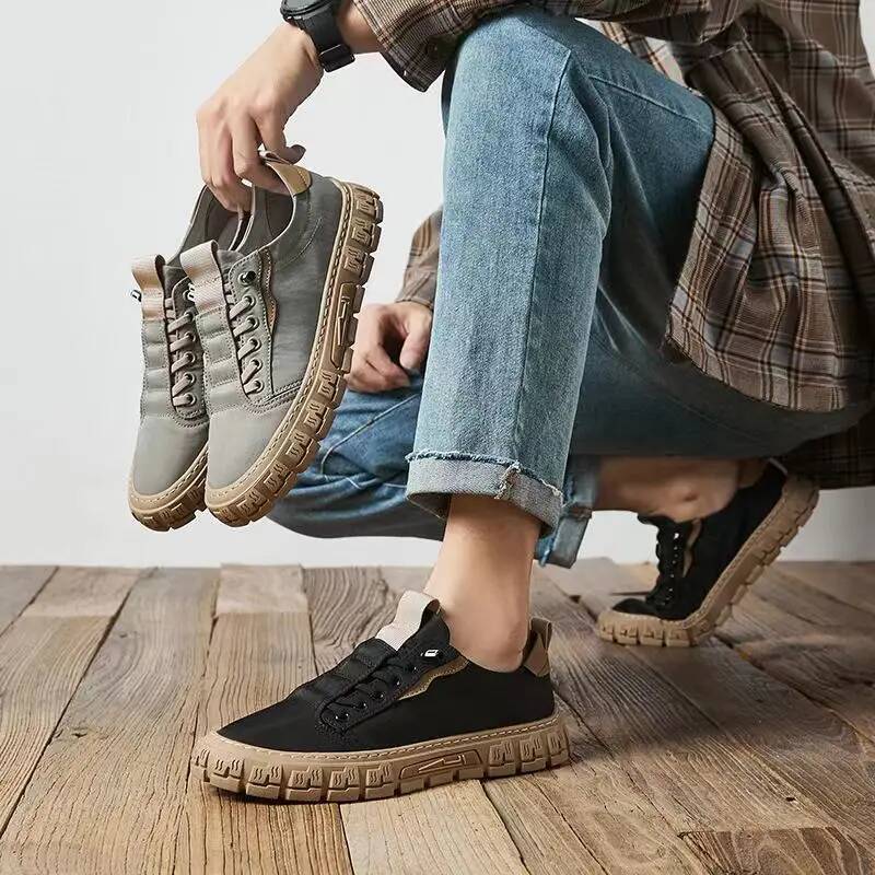 Men Casual Breathable Ice Silk Canvas Loafers Sneakers Outdoor Comfort Slip on Flat Vulacnized Shoes ddmysaturn