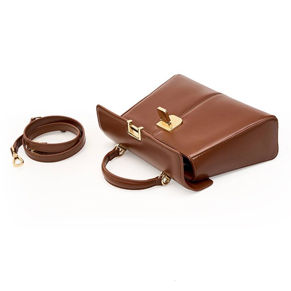 Genuine Leather Handbag for Women Designer Branded Crossbody Office Lady Bag Fashionable Versatile Square shoulder bag
