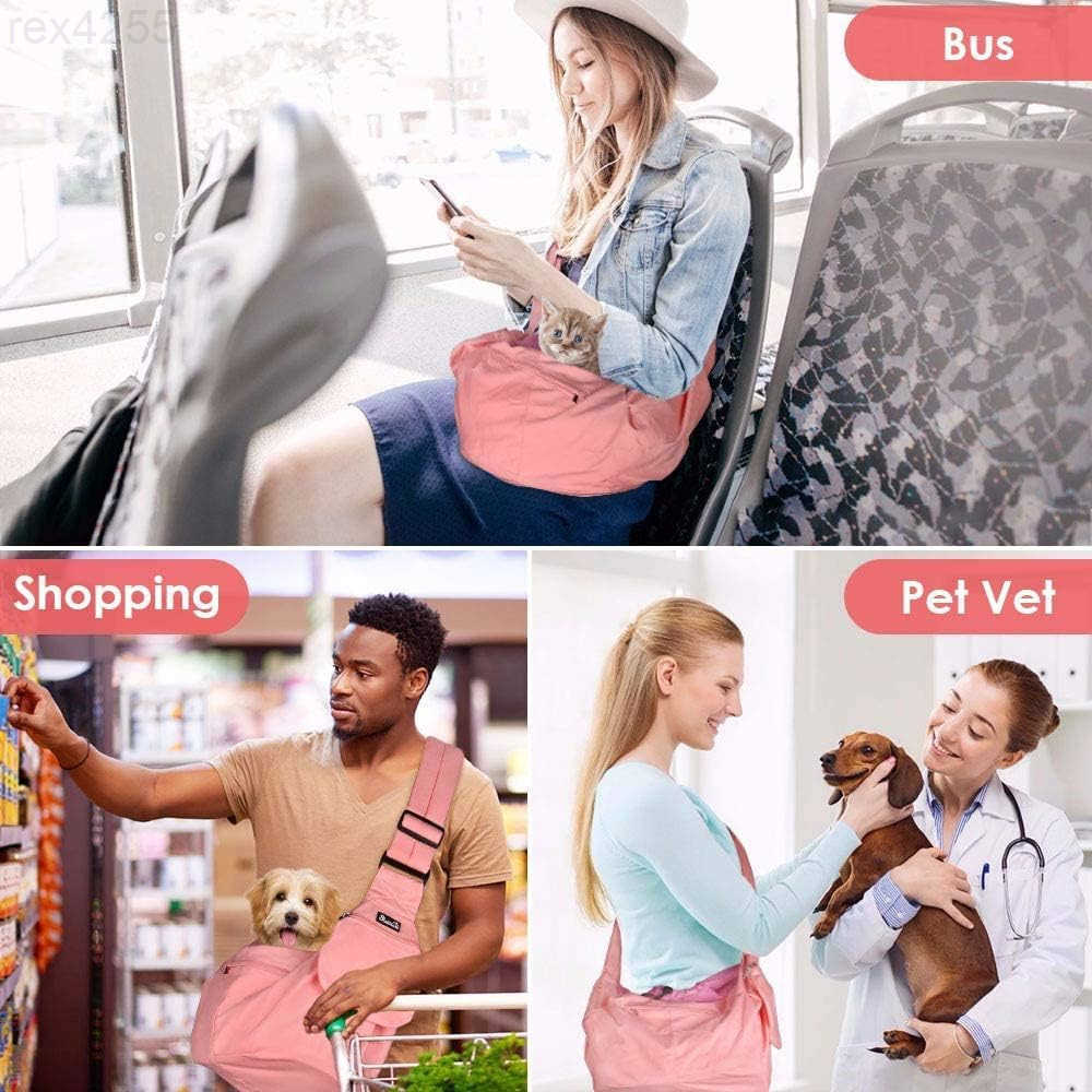 Dog Carrier Sling Hard Bottom Support Dog Carriers for Small Dogs with Adjustable Padded Shoudler Strap Dog Purse for Puppy Cat Pet with Drawstring Op