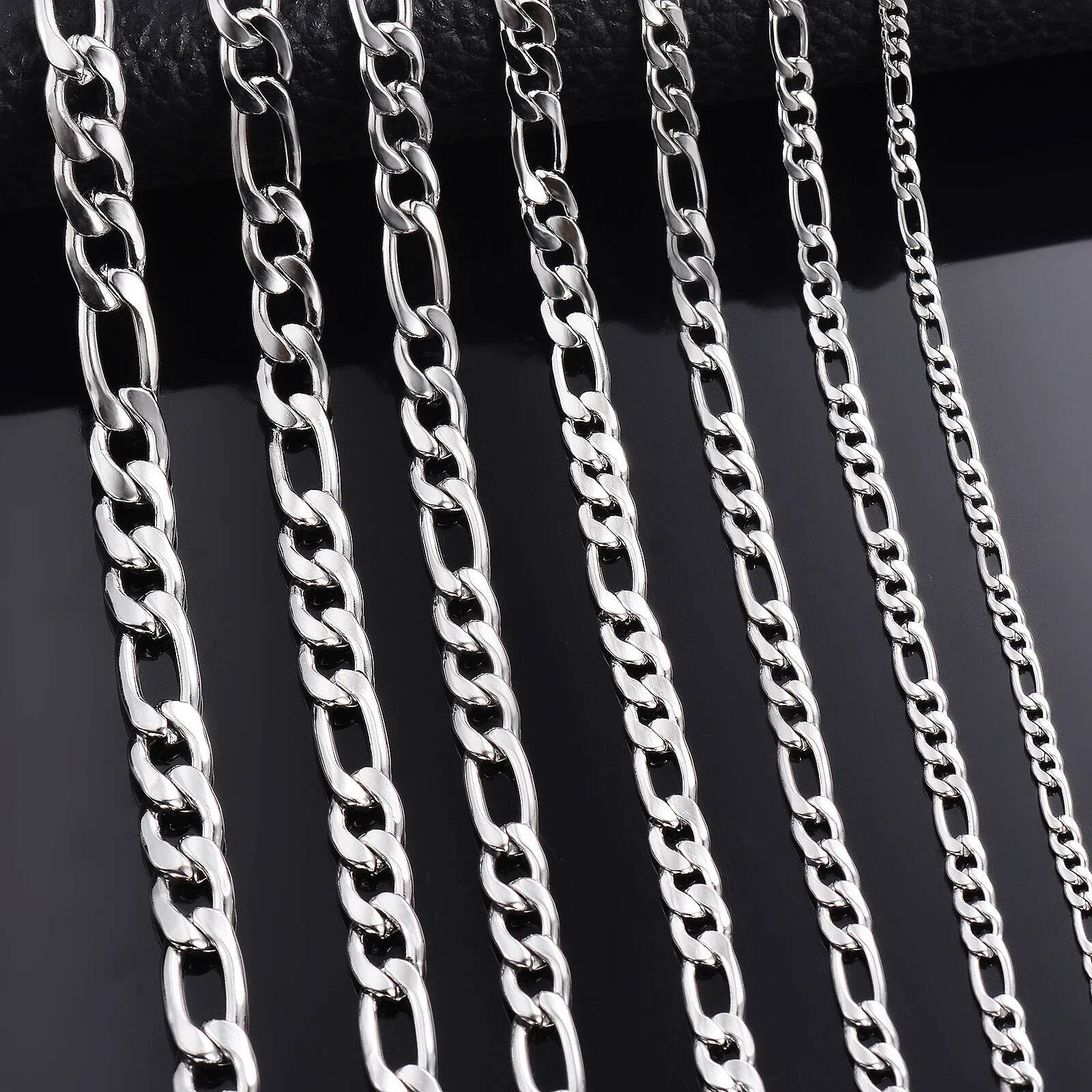 Wholesale Sterling Sier Necklace 2-12mm Width 40-75cm Long Chain Lobster Clasp Men and Women Engagement Jewelry