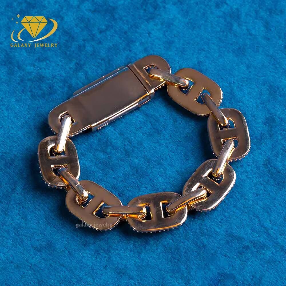 Pig Nose Cuban Link Chain Men Jewelry 16mm Moissanite Iced Out 925 Sterling Silver Rose Gold Plated Diamond Cuban Bracelets