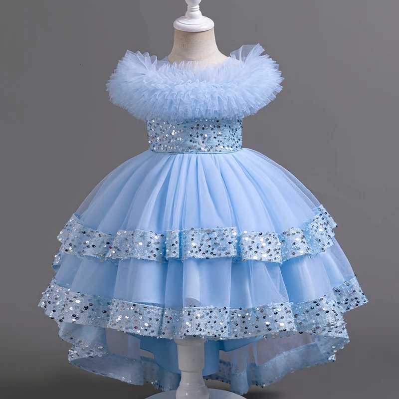 A127 Baby Girls Trailing Dress Princess Party Dress Flower Elegant Wedding Gown Big Bow Birthday Kids Dresses For Girls Children Z250904