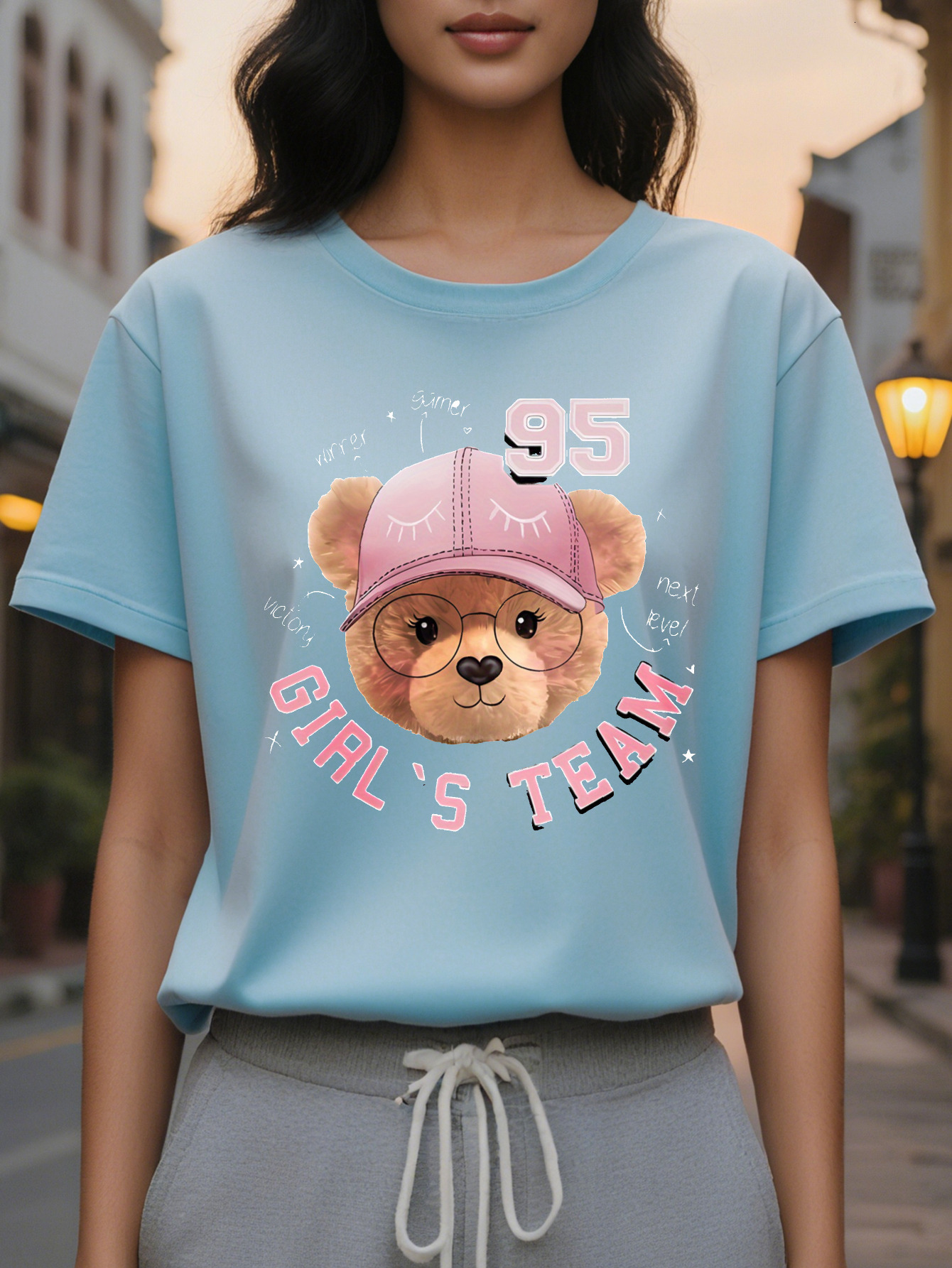 Ladies Sleeveless Vest Cute Bear Pattern With Hat Design The Word S Team Black And Pink Casual Summer Soft