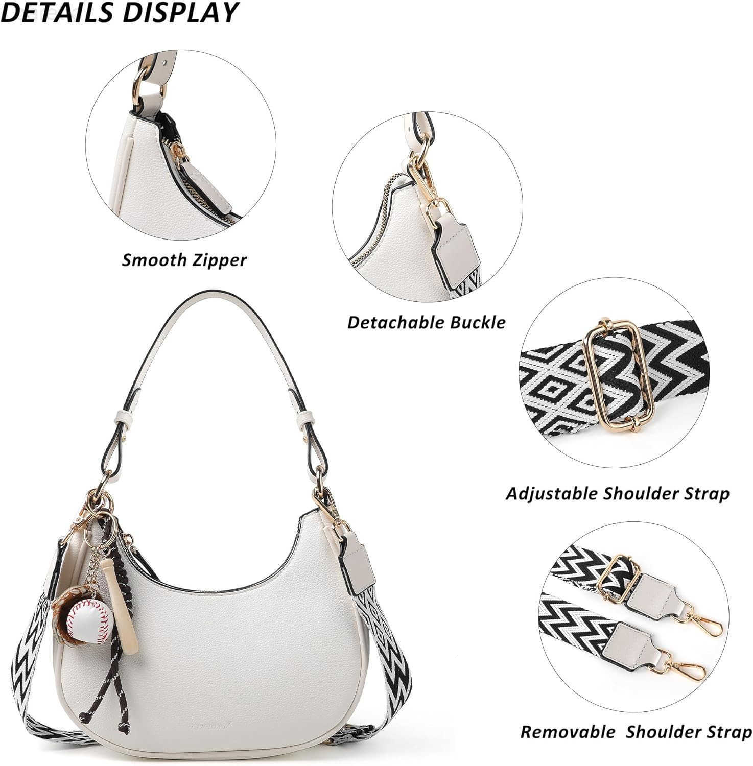 Small Purses for Women Shoulder Bags Handbags Cute Crossbody Purse with 2 Removable Straps and Baseball Charms M250903