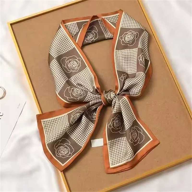 Luxury Design Ribbon Silk Scarf 14150cm band Neckerchi Foard Wen Hair Scarfs Neck Tie Lady Skinny Scarves Soft Satin G250904