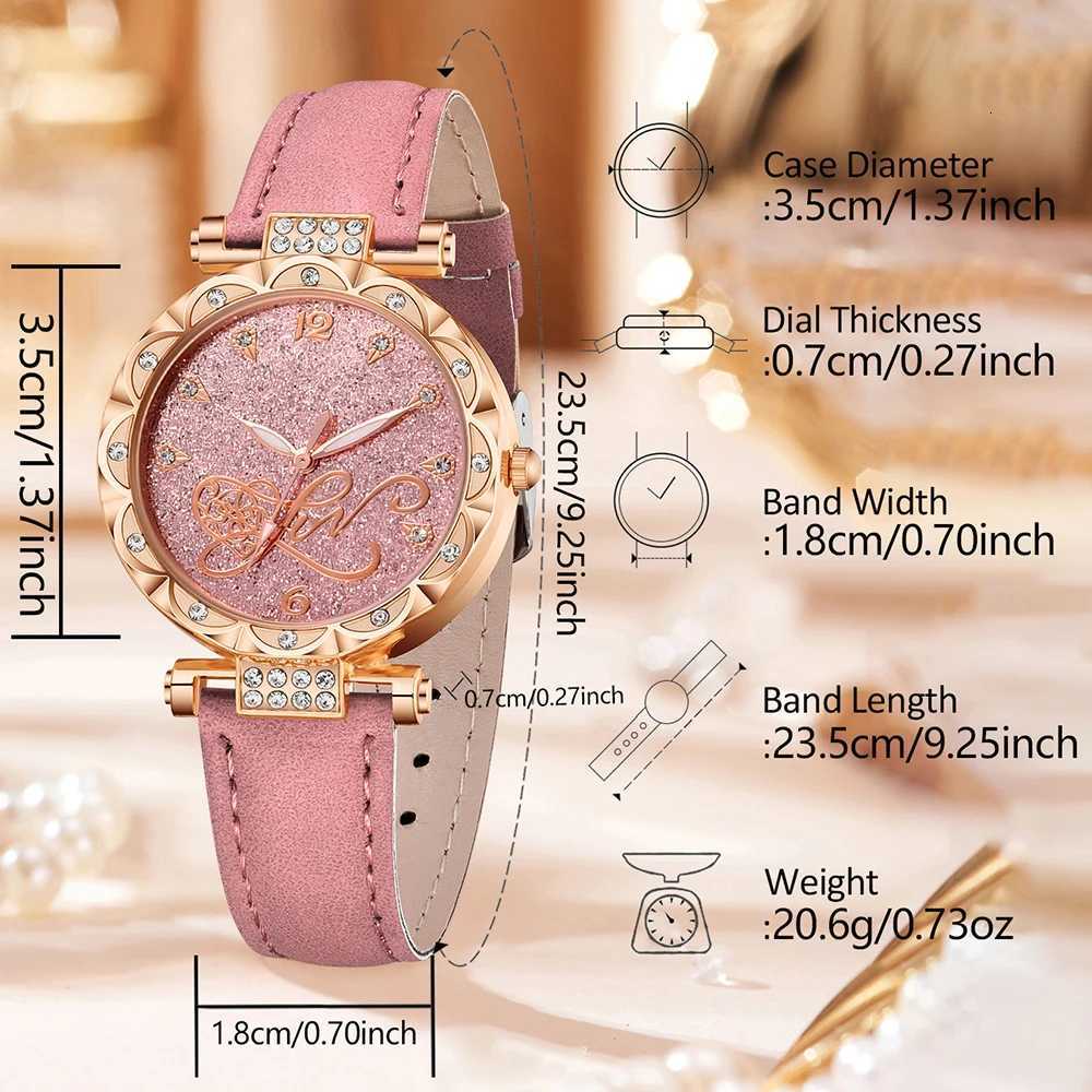Ladies Watch Gift Set With 1 Wens PU Strap Stars Pattern Dial Gorgeous Quartz Watch And 5pcs Bracelet Set Watch Fo X250904
