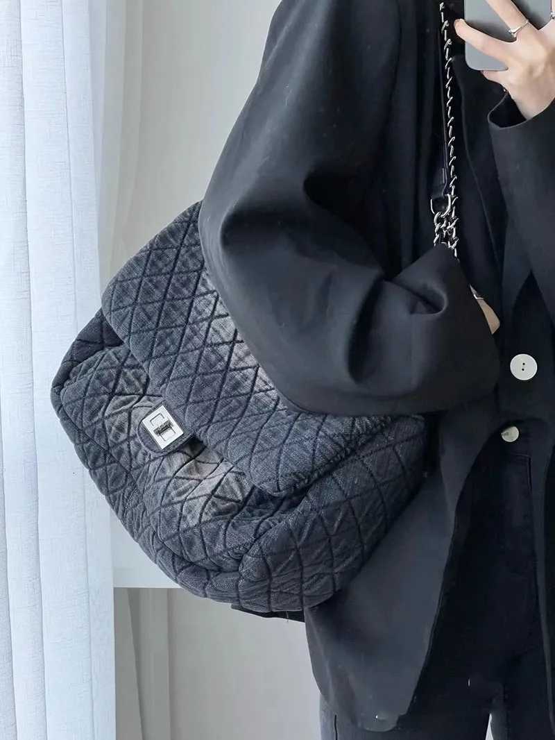 JIAERDI Denim Casual Crossbody Bags Women 2025 High Street Chain Diamond Large Capacity Handbag Ladies Messenger Bag Y2k Z250903