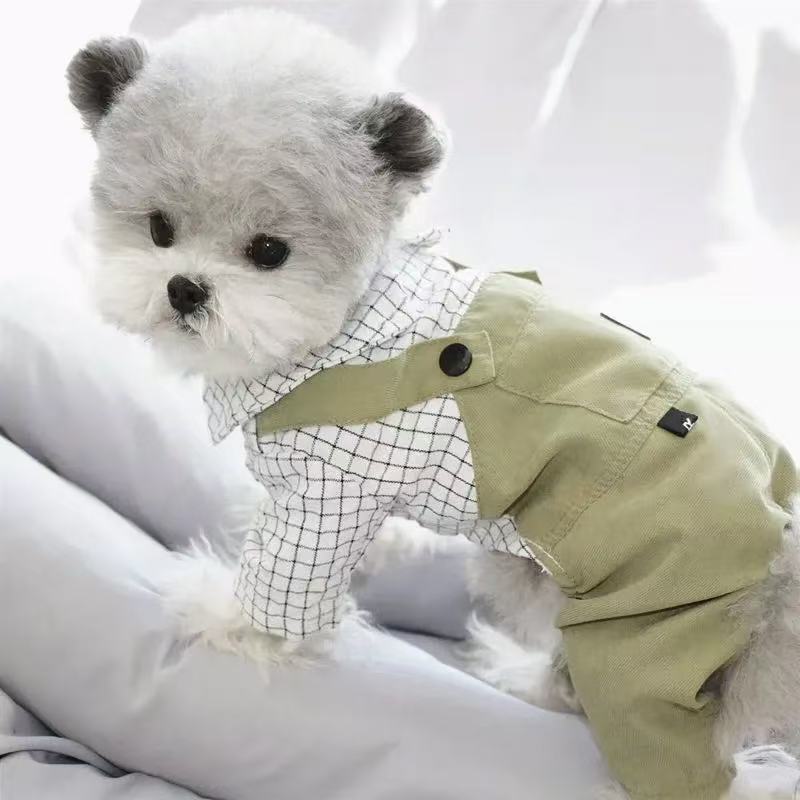 T1124 Dog Clothes Autumn and Winter Thick Warm Four-legged Clothes Teddy Pomeranian Corgi Bichon Small Puppy Pet Cotton Cotton