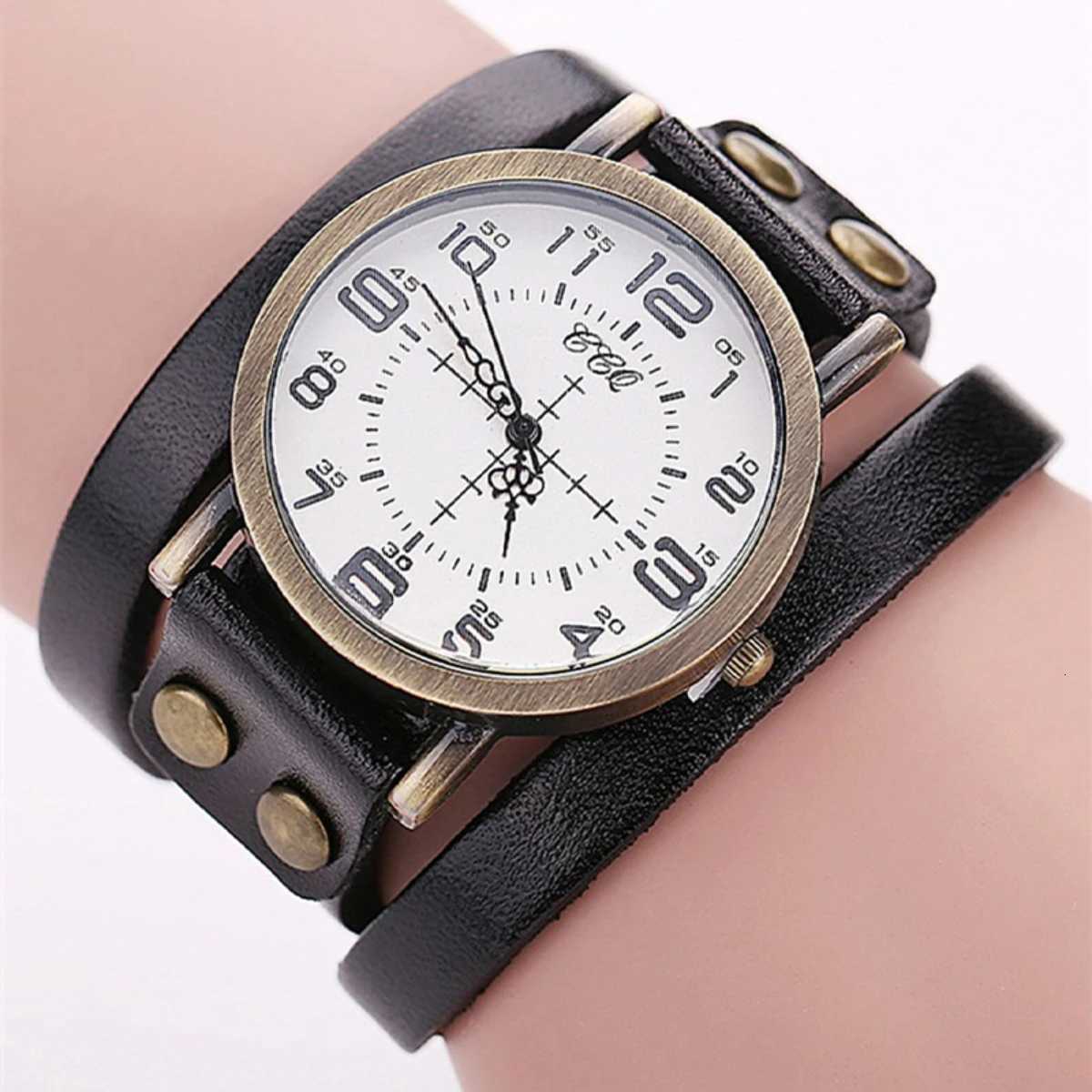 1pc Wens Watch Fashion Round Dial Retro Leather Strap Quartz Watch X250904