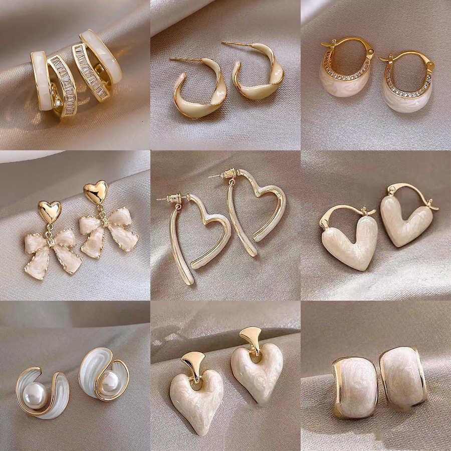 Silver Needle Oil Drop Heart Shaped Earrings By Korean INS Designer Luxury Free Shipping Light Luxury Elegant New Earrings Retro High End Women's