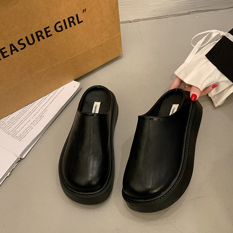 2025 Designer's New Thick Bottom Fashionable Multi functional Anti slip Round Head Closed Half Slippers