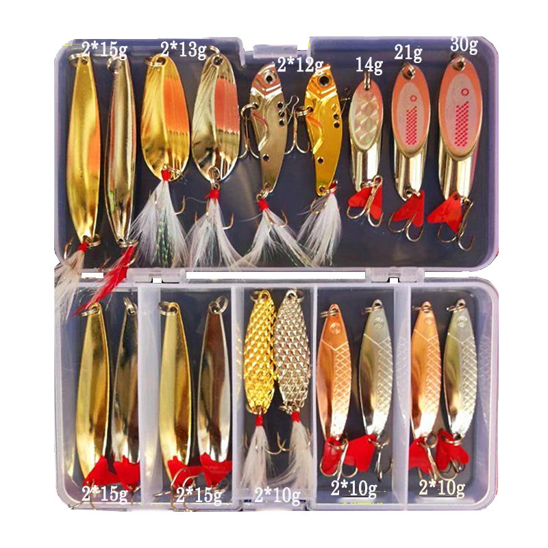 Brilliant Metal Jig Spoon Fishing Lure Set 10202535pcs Wobblers Kit Pike Spoon Bait Fishing Tackle Pesca Isca Artificial 250904